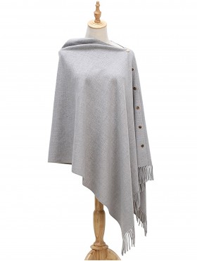 Cashmere Feeling Shawl w/ Openable Button Details